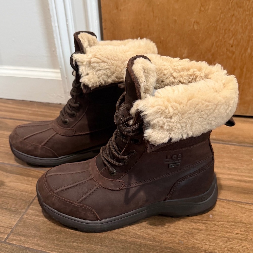 UGG Adirondack III Waterproof Stout Brown Leather Winter Boots Women 6.5